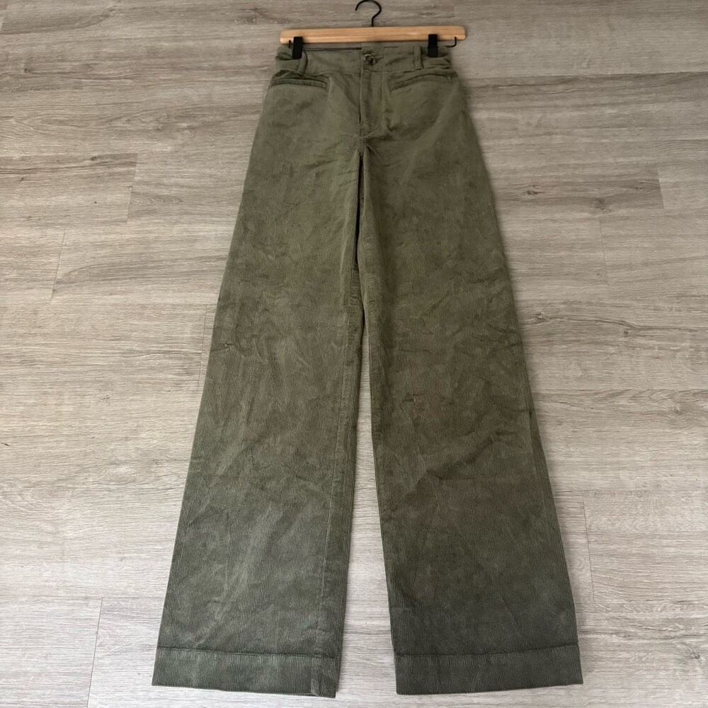 Anthropologie Olive Green Wide-Leg Pants